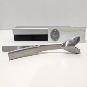 Saxon Tongs Stainless Steel Spring Loaded Satin Finish Barware Tools w/Box